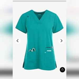 Koi Teal V-Neck Scrub Top